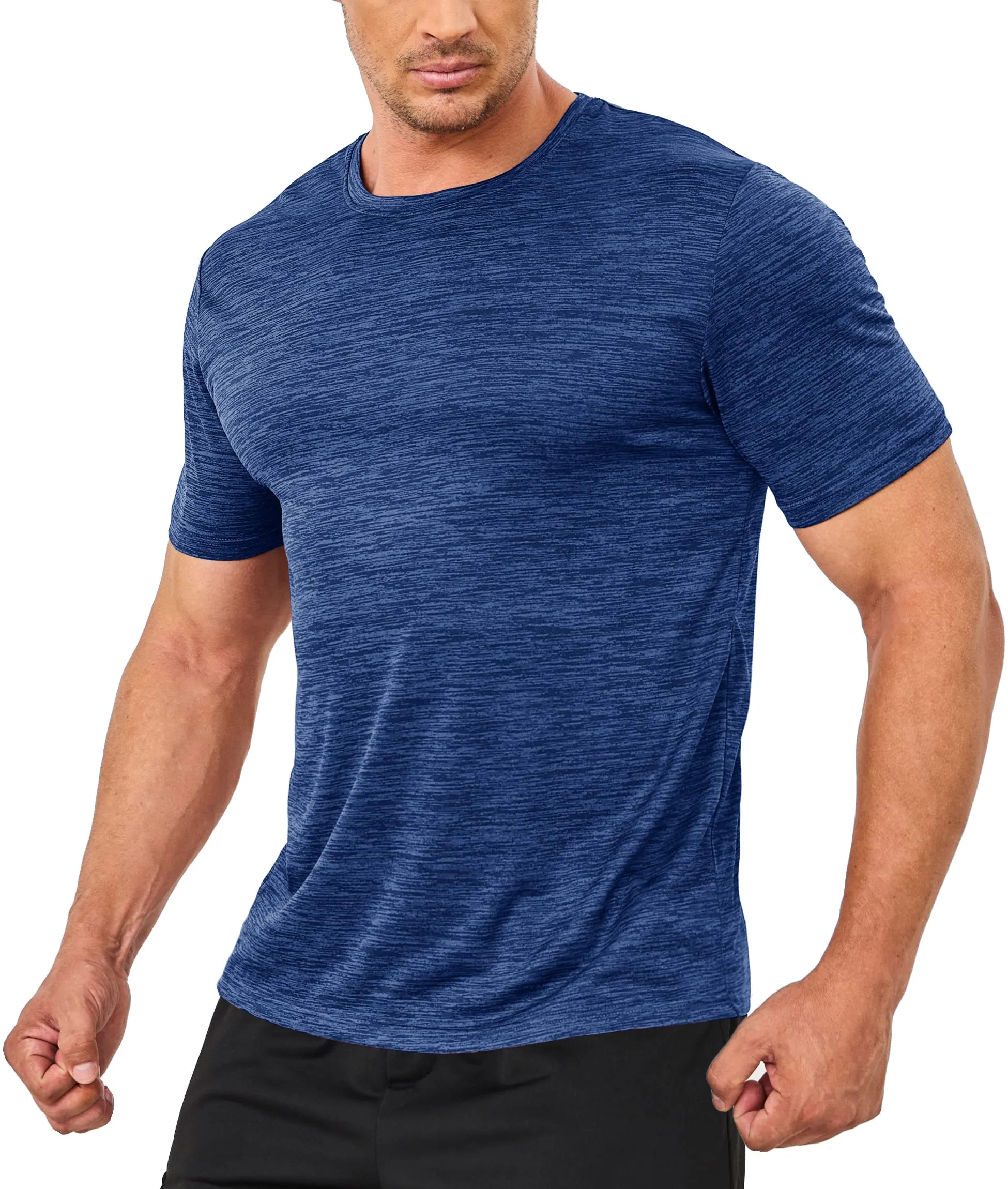 Mens Summer Quick Dry T-shirts Mens Running Tee Shirts Short Sleeve Athlete Elastic Workout Sportswear Outdoor Casual Tops