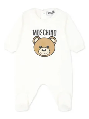 MOSCHINO KIDS White Teddy Bear Playsuit