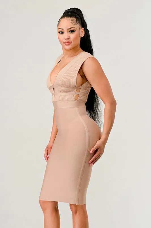 NATURALLY CHIC BANDAGE DRESS