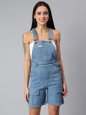 NaughtyDungaree Women's Denim Dungaree Playsuit with Thai Over Pockets