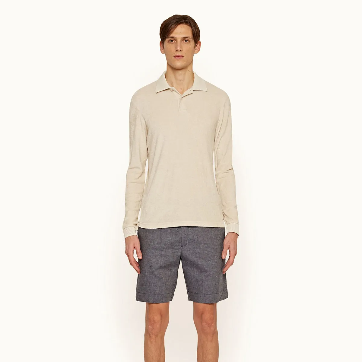 Orlebar Brown - Jarrett Towelling LS Polo Shirt in Oatmeal