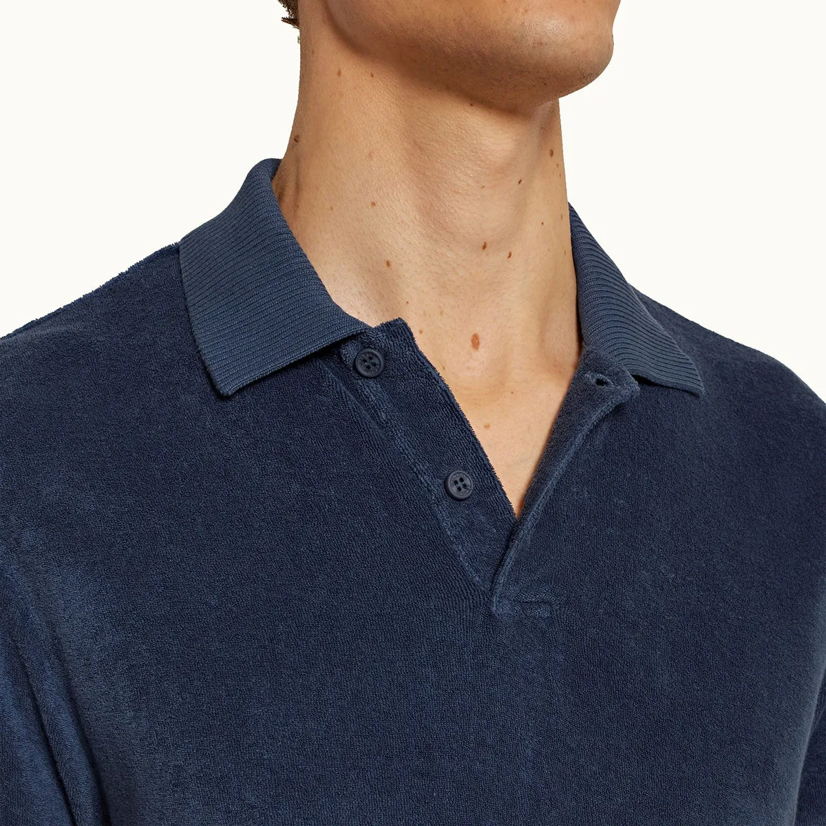 Orlebar Brown - Jarrett Towelling Polo Shirt in Classic Blue