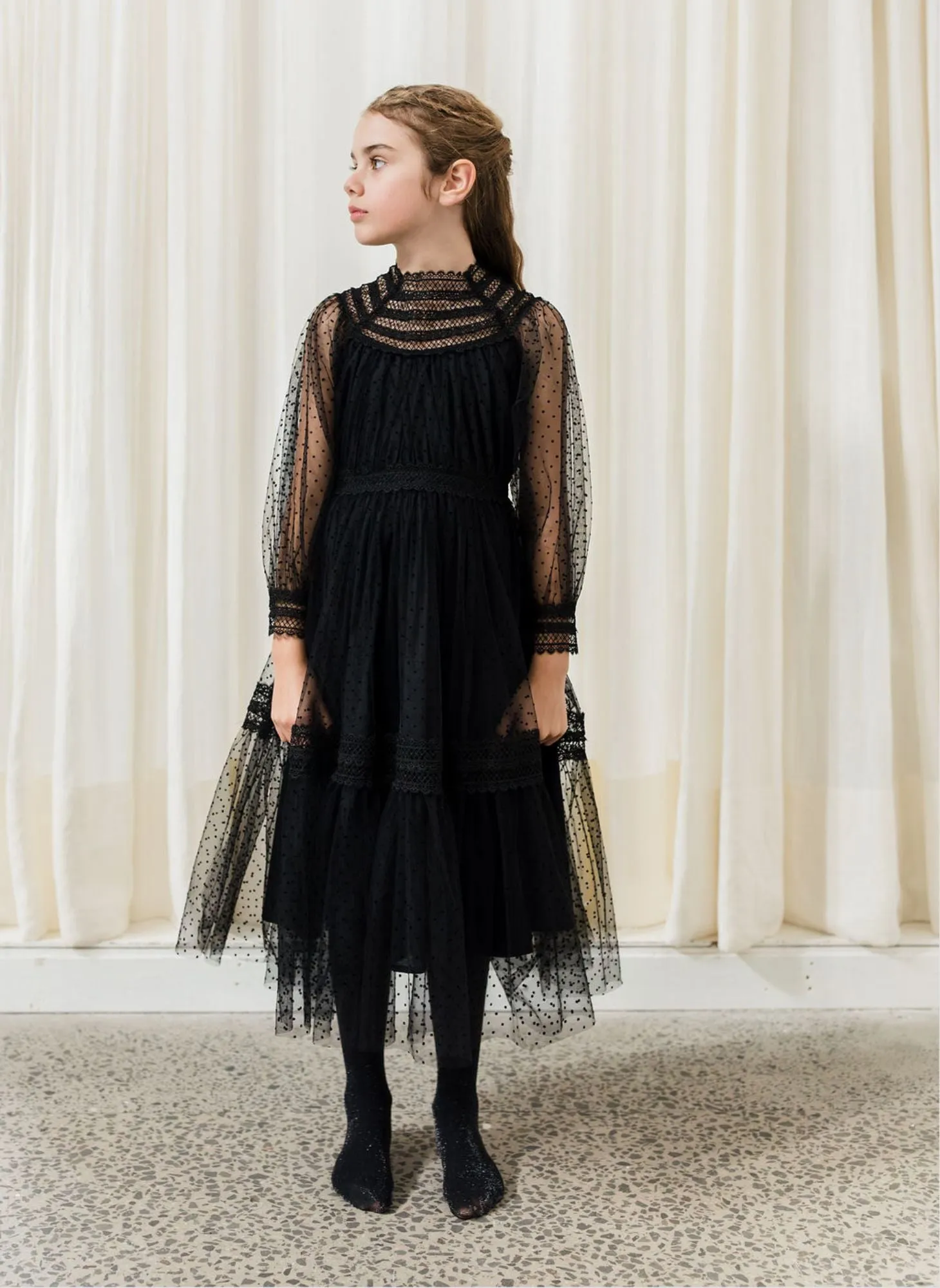 Petite Amalie Tulle Crochet Lace Dress