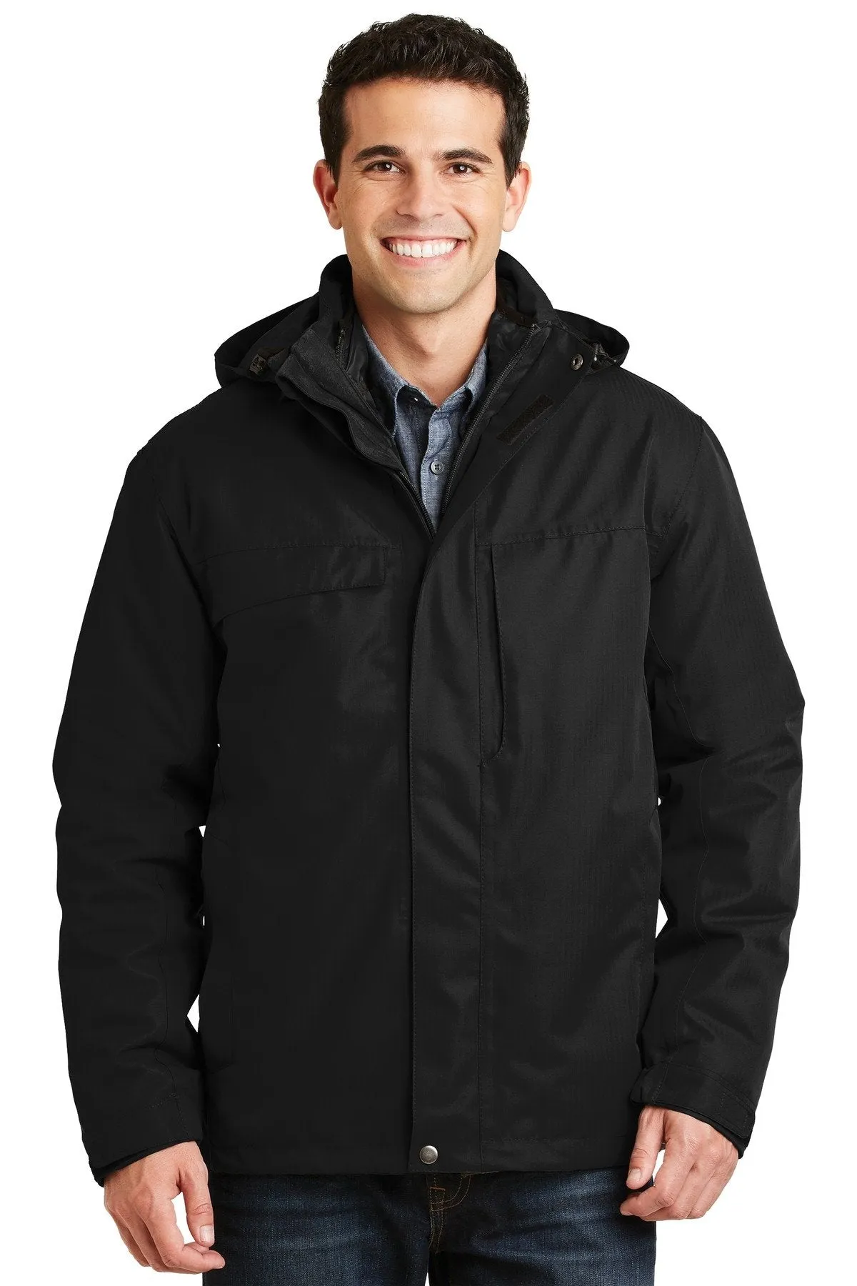 Port Authority Herringbone 3-in-1 Parka J302 Black