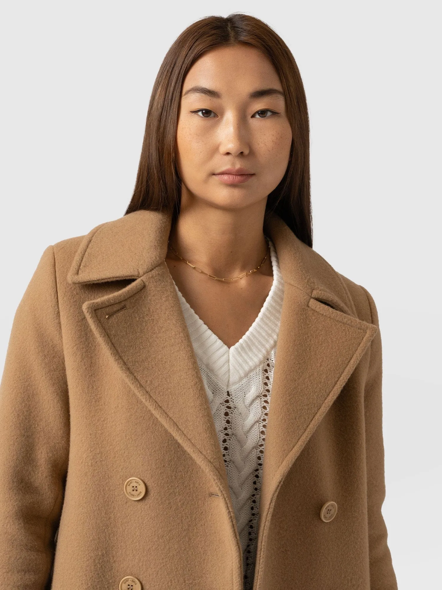 Quinn Pea Coat - Camel