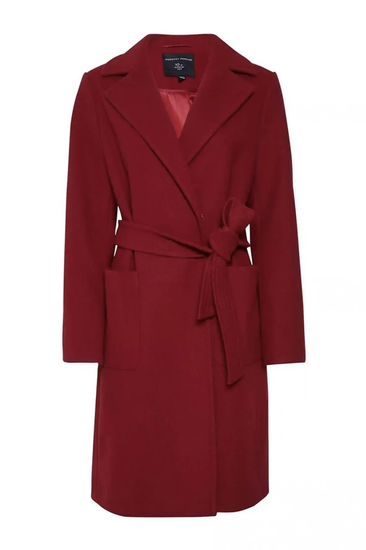 Red Patch Pocket Wrap Coat