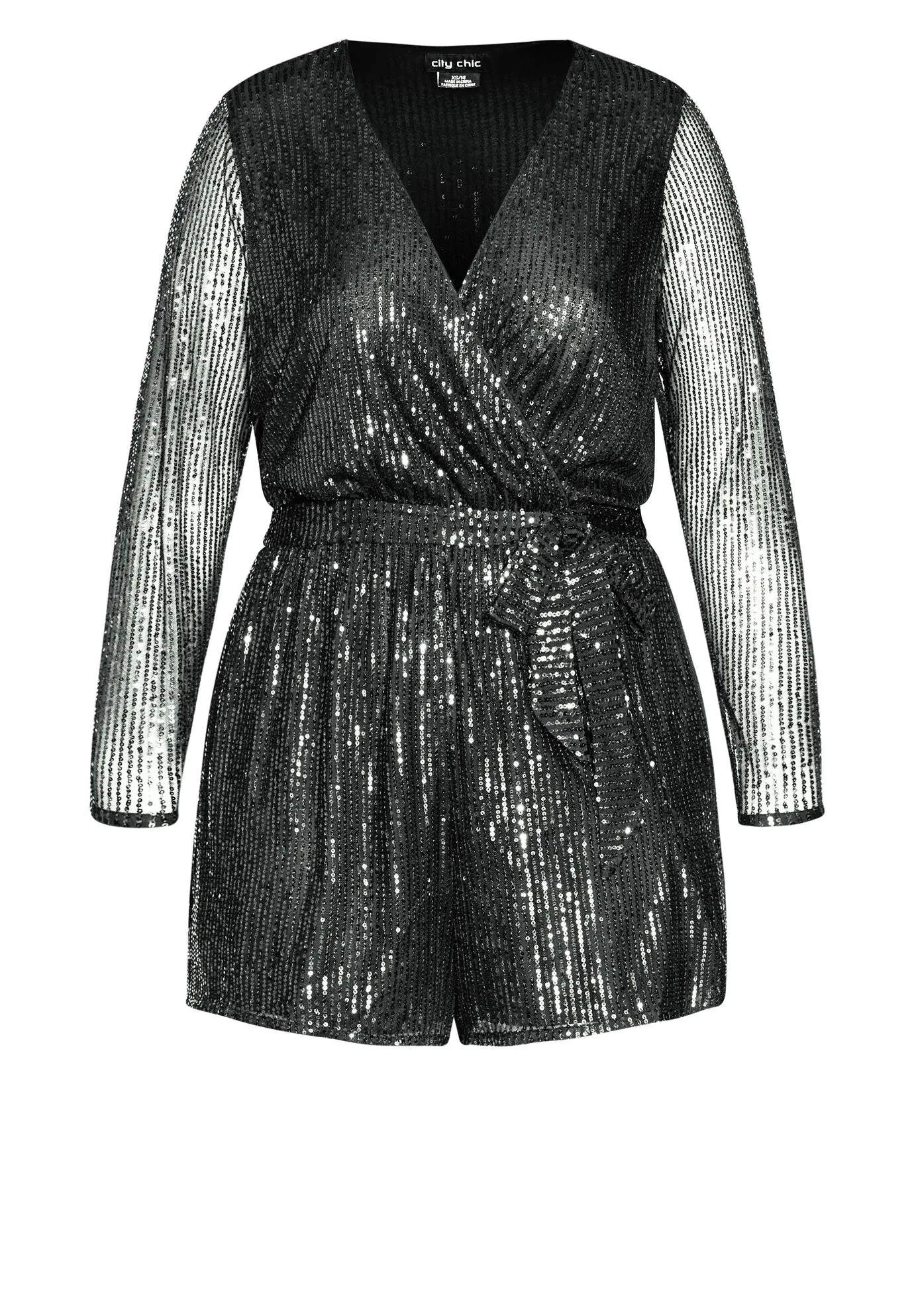 Sequin Playsuit - gunmetal