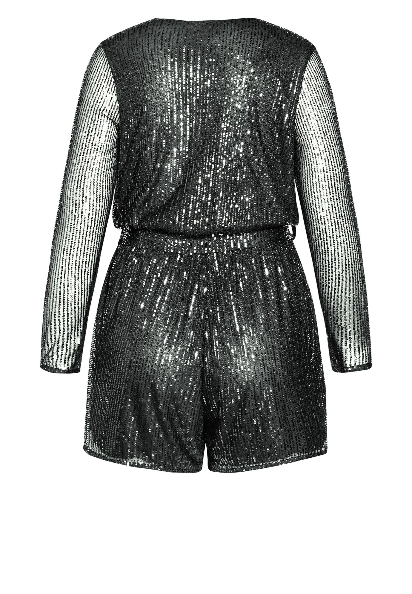 Sequin Playsuit - gunmetal