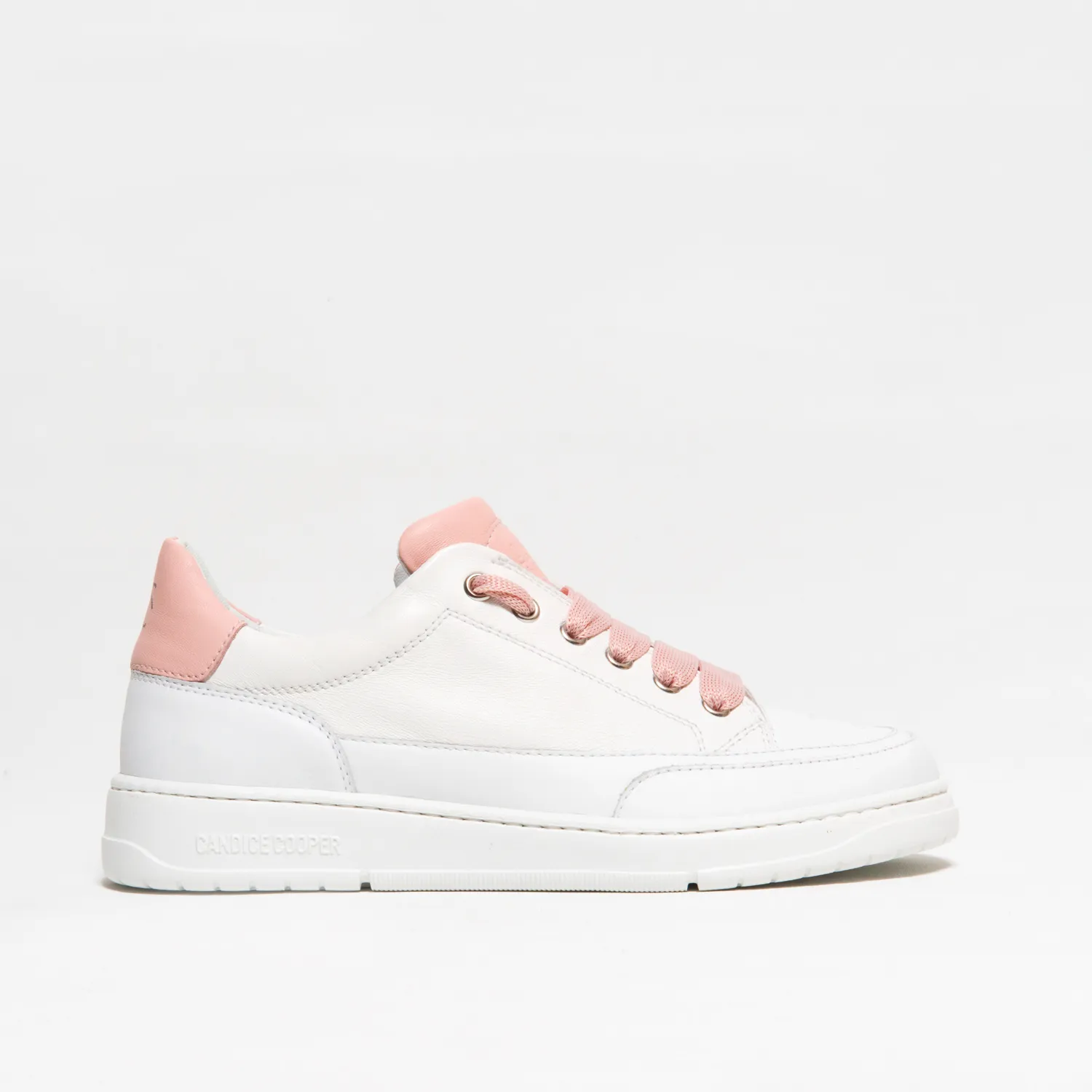 Sneakers nappa bianca linguetta rosa