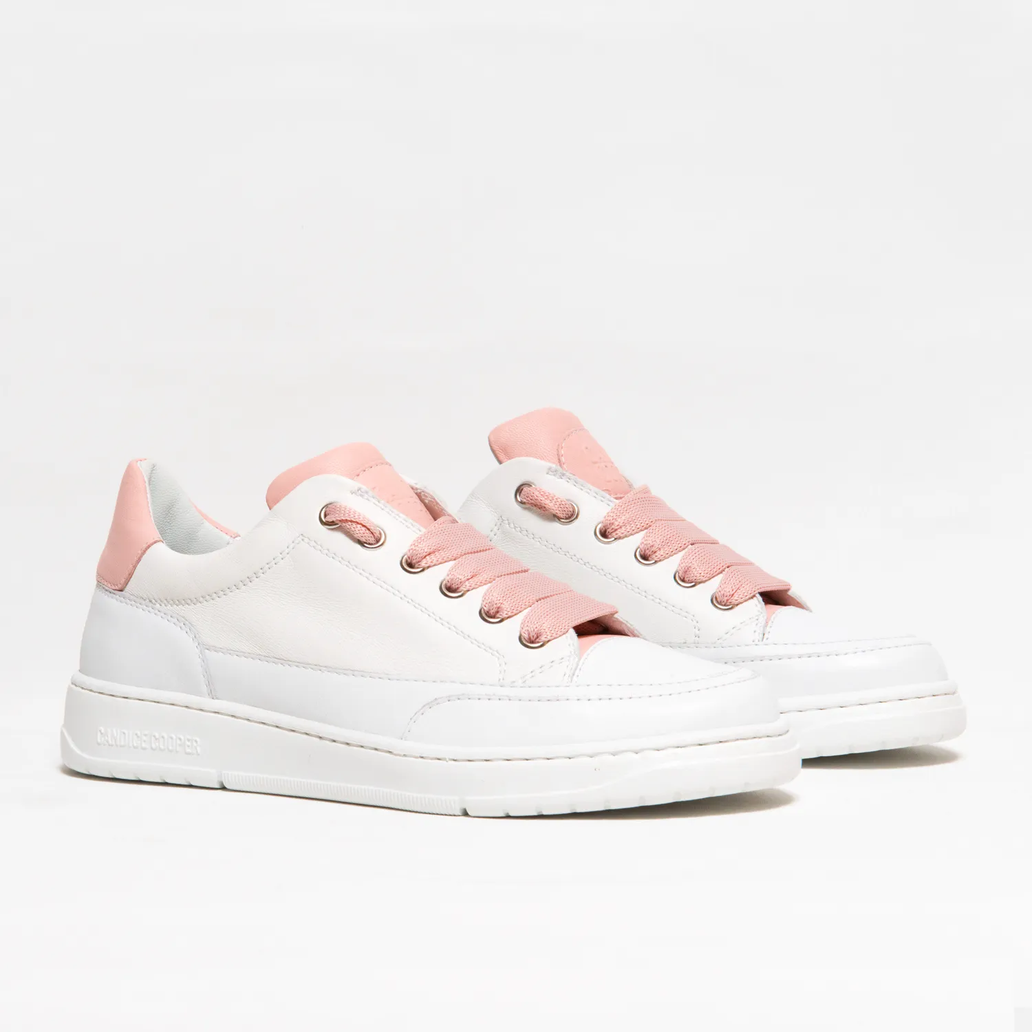 Sneakers nappa bianca linguetta rosa