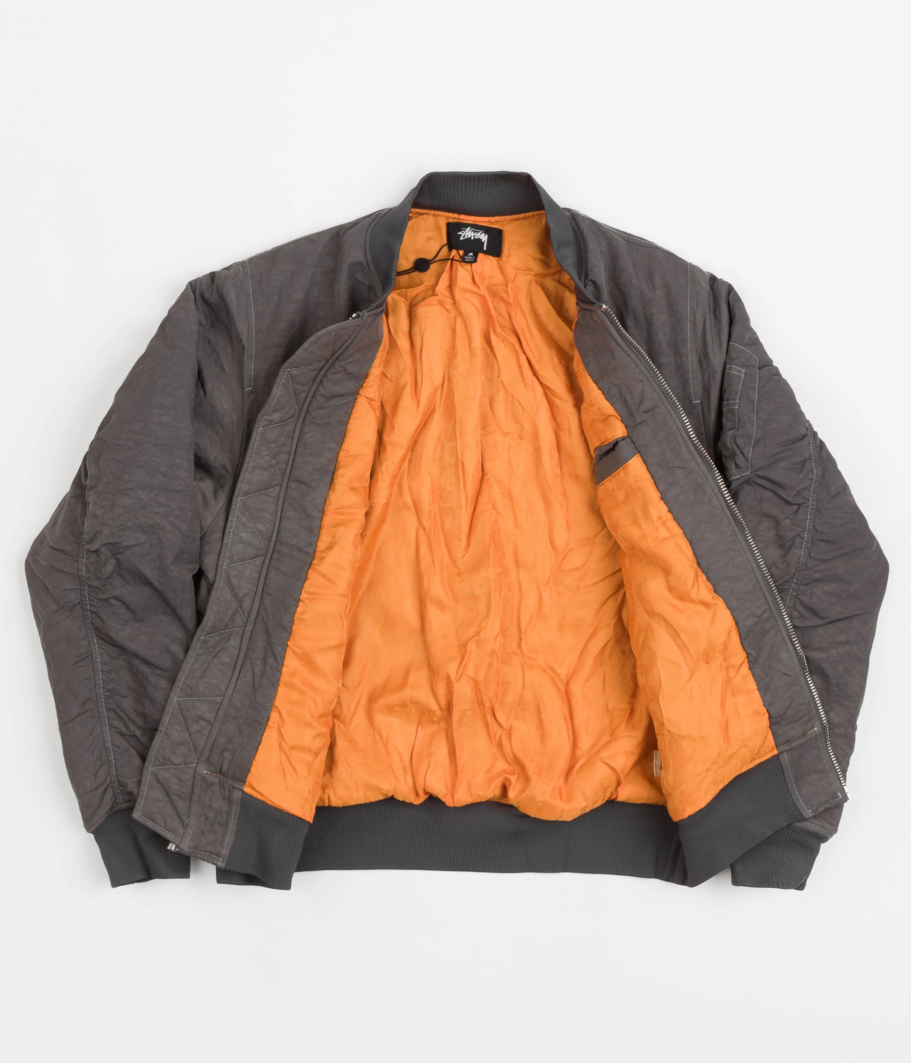 Stussy Dyed Nylon Bomber Jacket - Charcoal