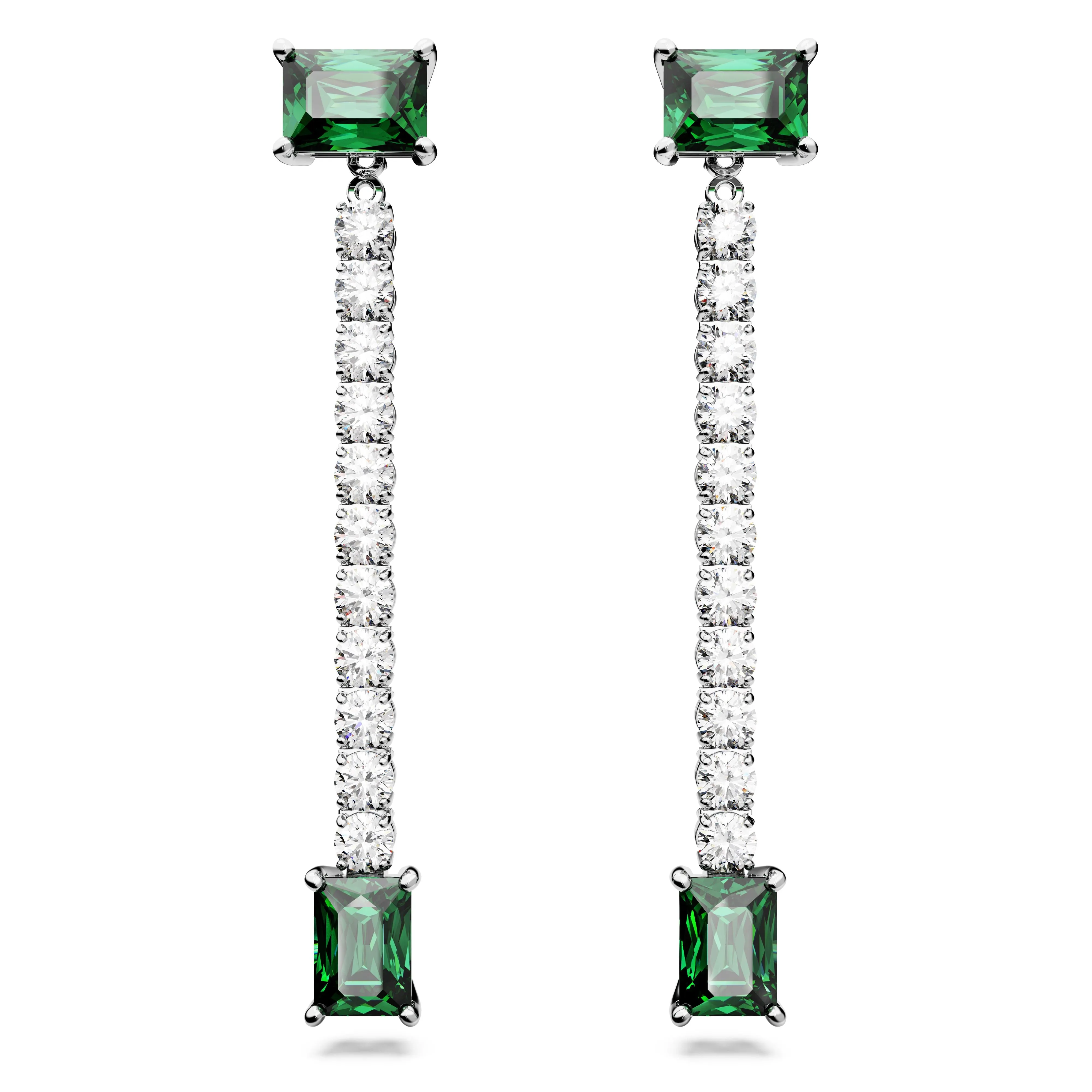 Swarovski Matrix Rhodium Green Drop Earrings