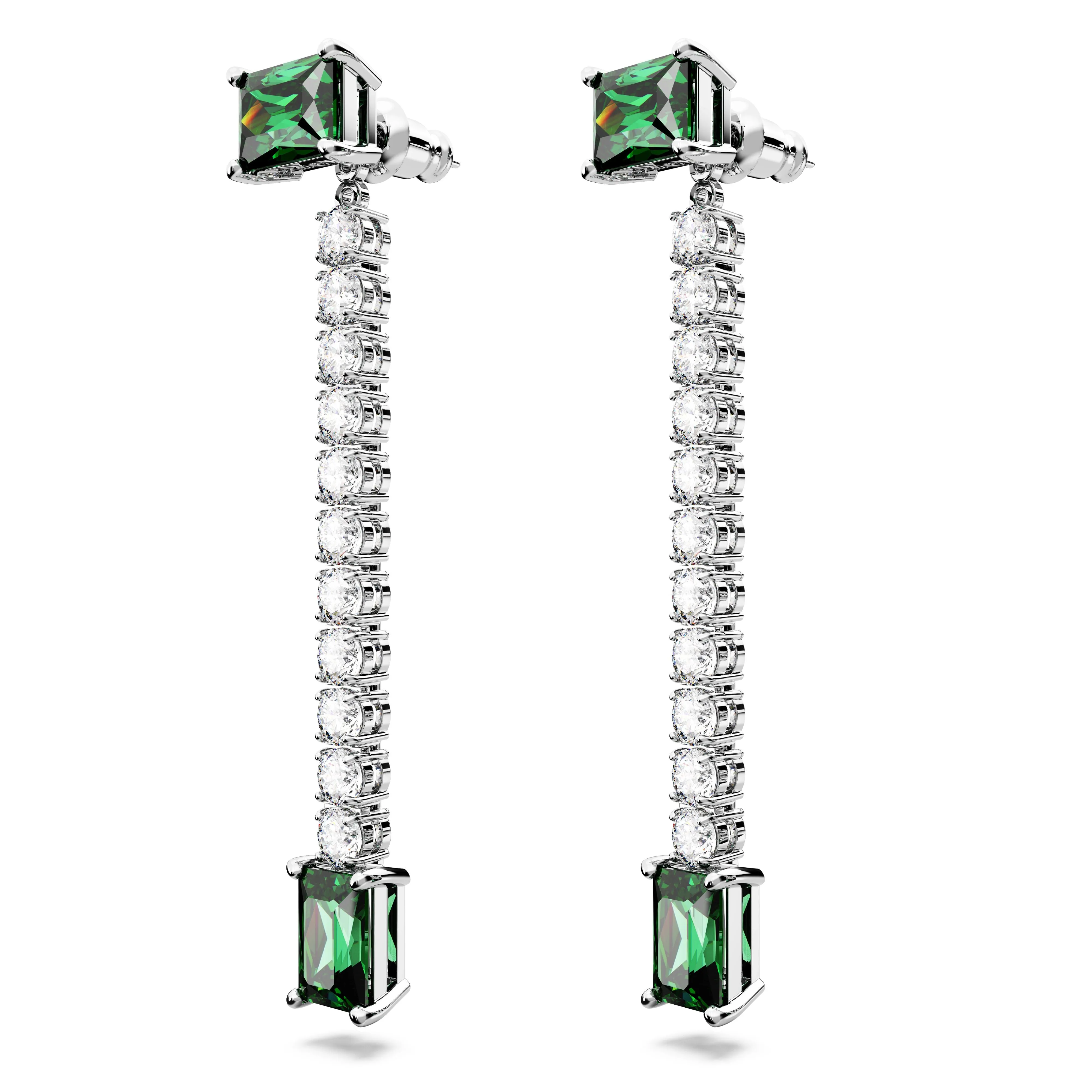 Swarovski Matrix Rhodium Green Drop Earrings