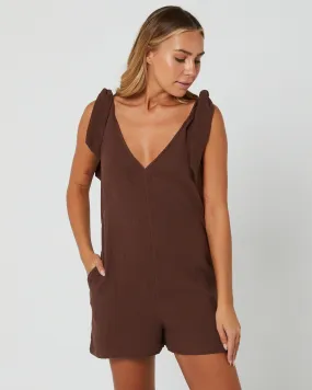 Swell Shoulder Tie Playsuit Koko - Brown | SurfStitch