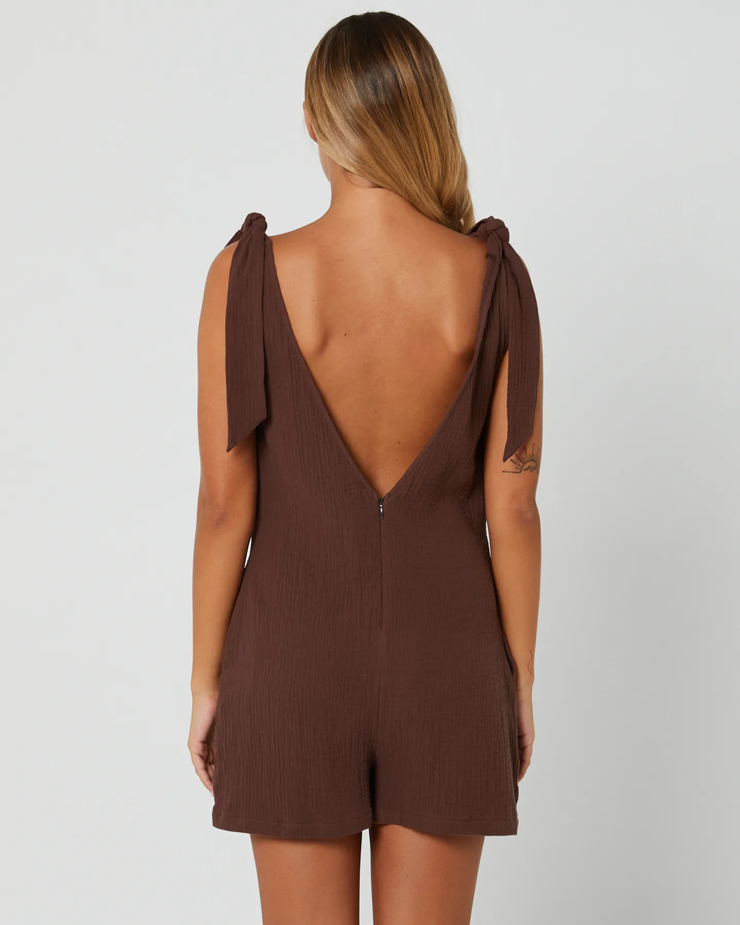 Swell Shoulder Tie Playsuit Koko - Brown | SurfStitch