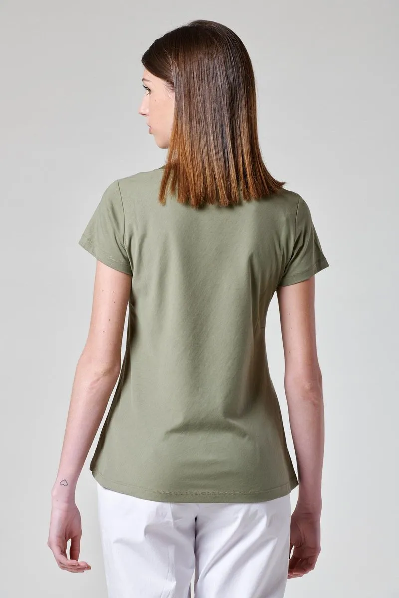 T-shirt militare bordo strass e tulle