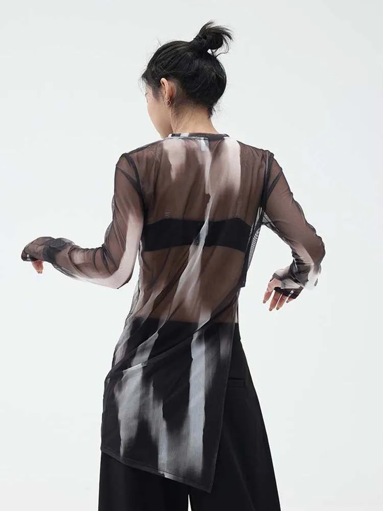 Takeo Asymmetrical Mesh Shirt