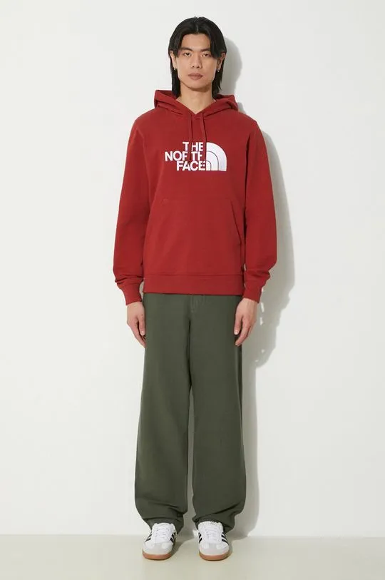 The North Face cotton sweatshirt M Light Drew Peak Pullover Hoodie men's maroon color hooded with a print NF00A0TEPOJ1