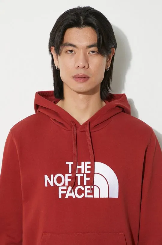 The North Face cotton sweatshirt M Light Drew Peak Pullover Hoodie men's maroon color hooded with a print NF00A0TEPOJ1