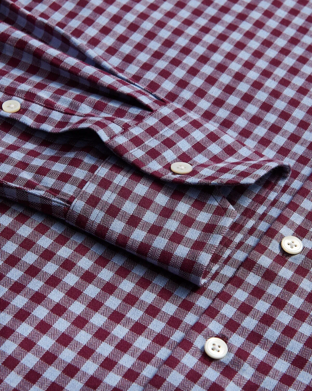 Thomas Pink Herringbone Check Shirt Burgundy Grey