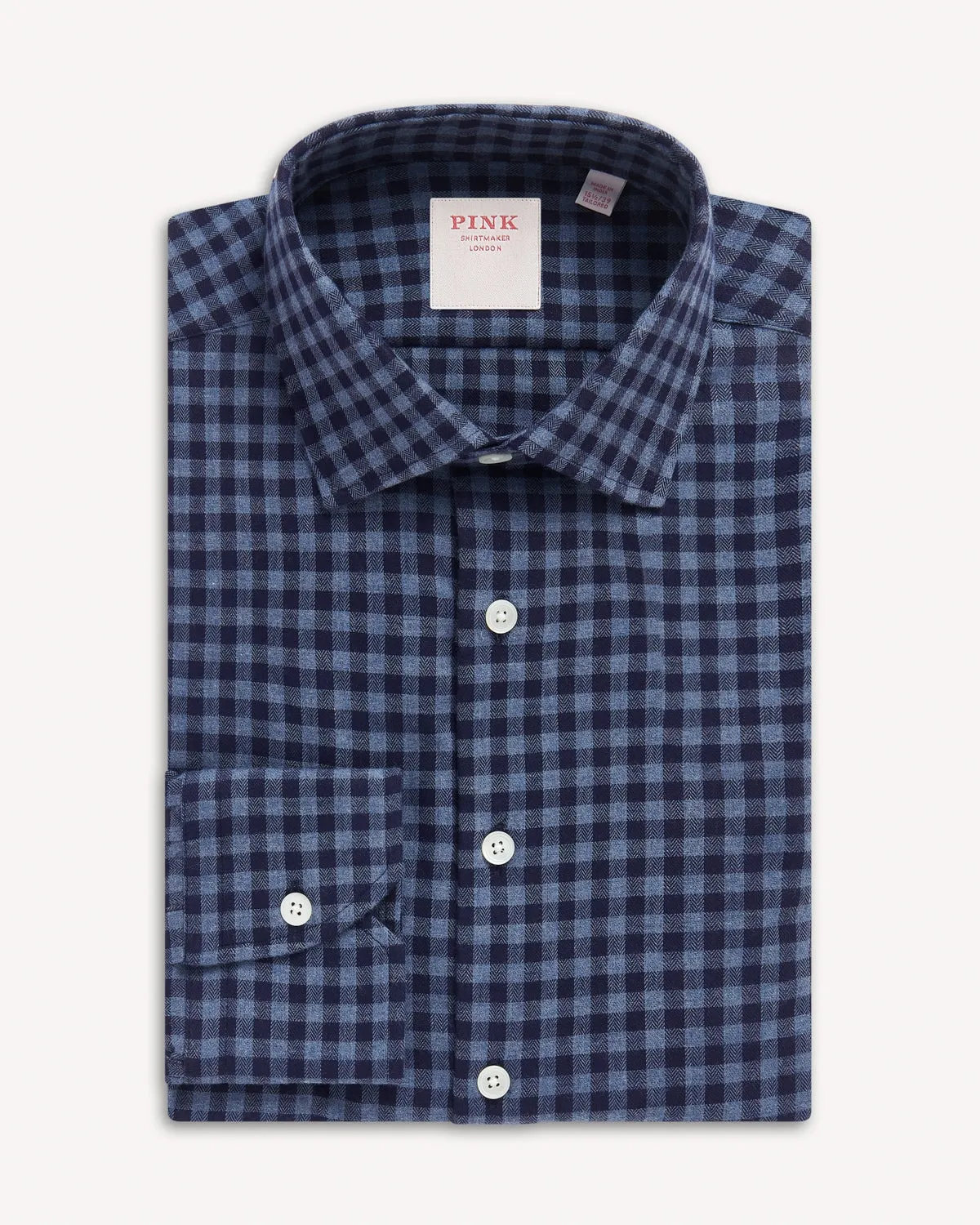 Thomas Pink Herringbone Check Shirt Navy Blue