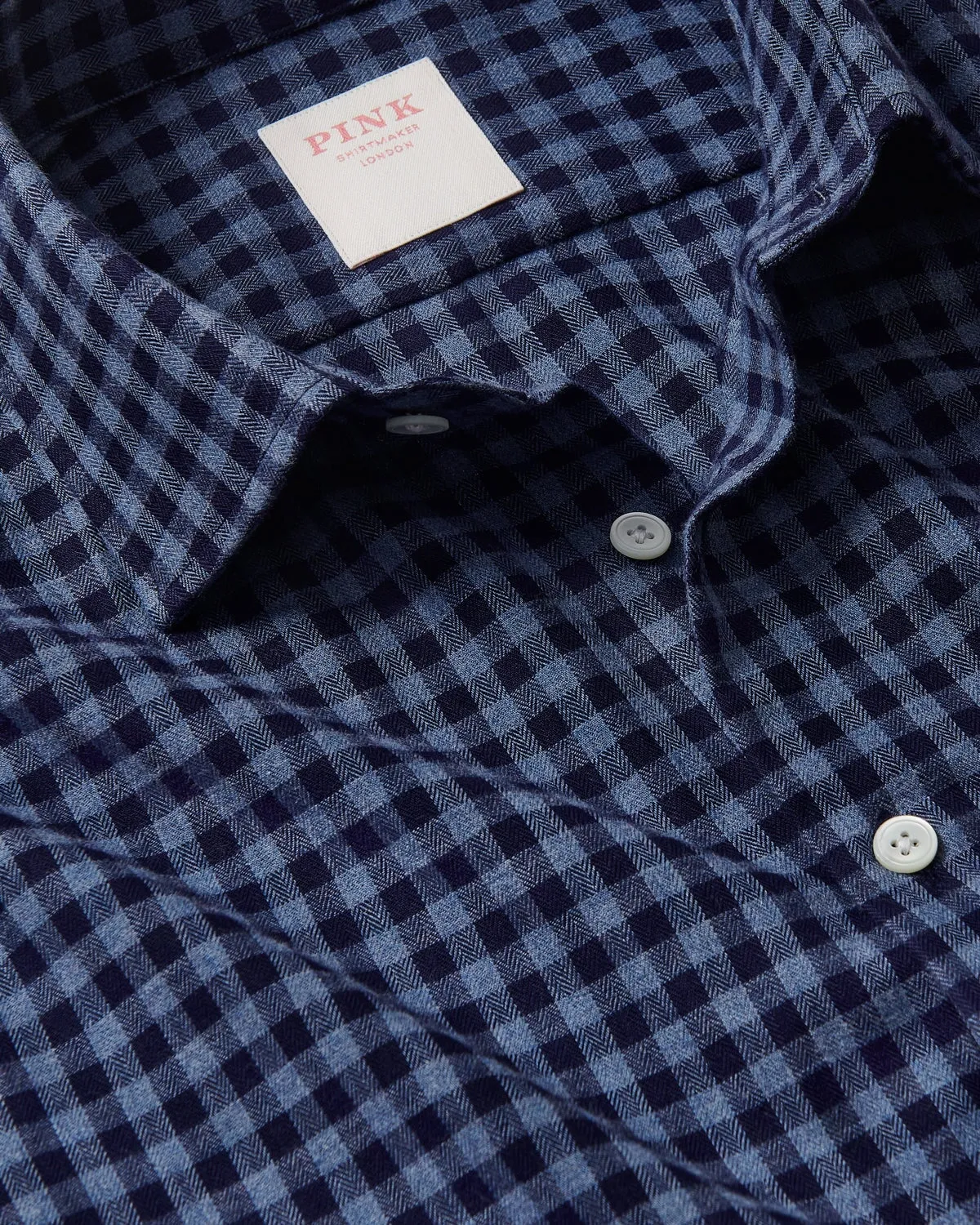 Thomas Pink Herringbone Check Shirt Navy Blue