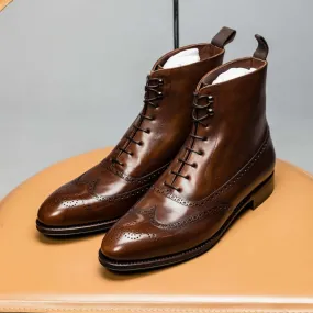 TLB Mallorca Balmoral wingtip boot Old England brown GMTO