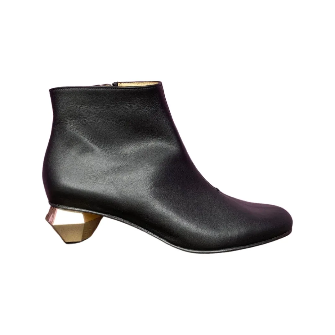 TONU Black Bootie With Gold Heel