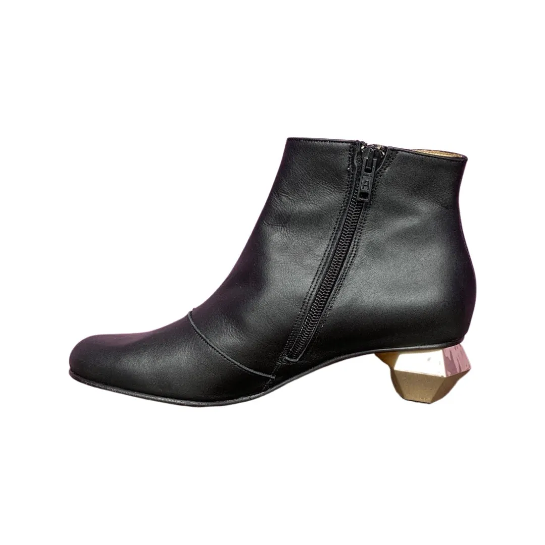 TONU Black Bootie With Gold Heel