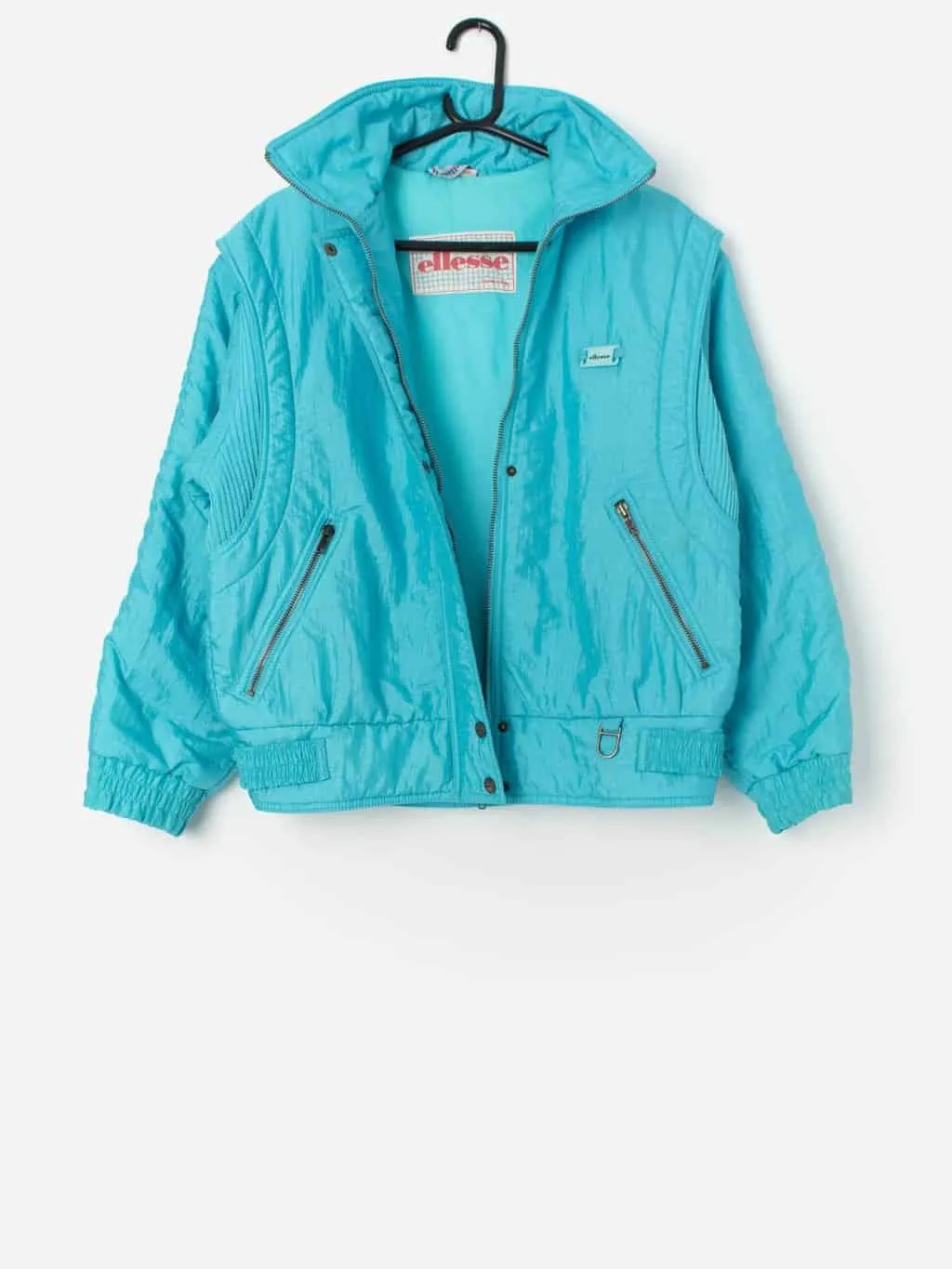 Vintage Ellesse ski puffer jacket in turquoise blue – Medium