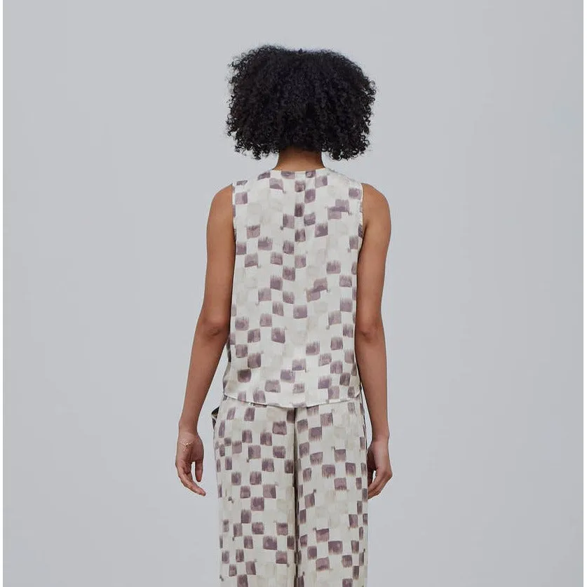 Willow Checker Printed Tied Top Grade and Gather-SALE