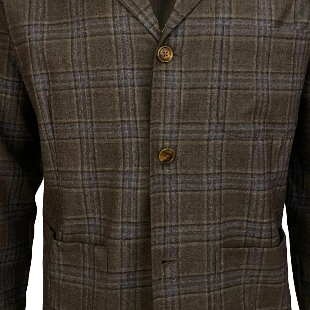 Wool Blazer Shirt Jacket in Grey and Olive Plaid by Viyella