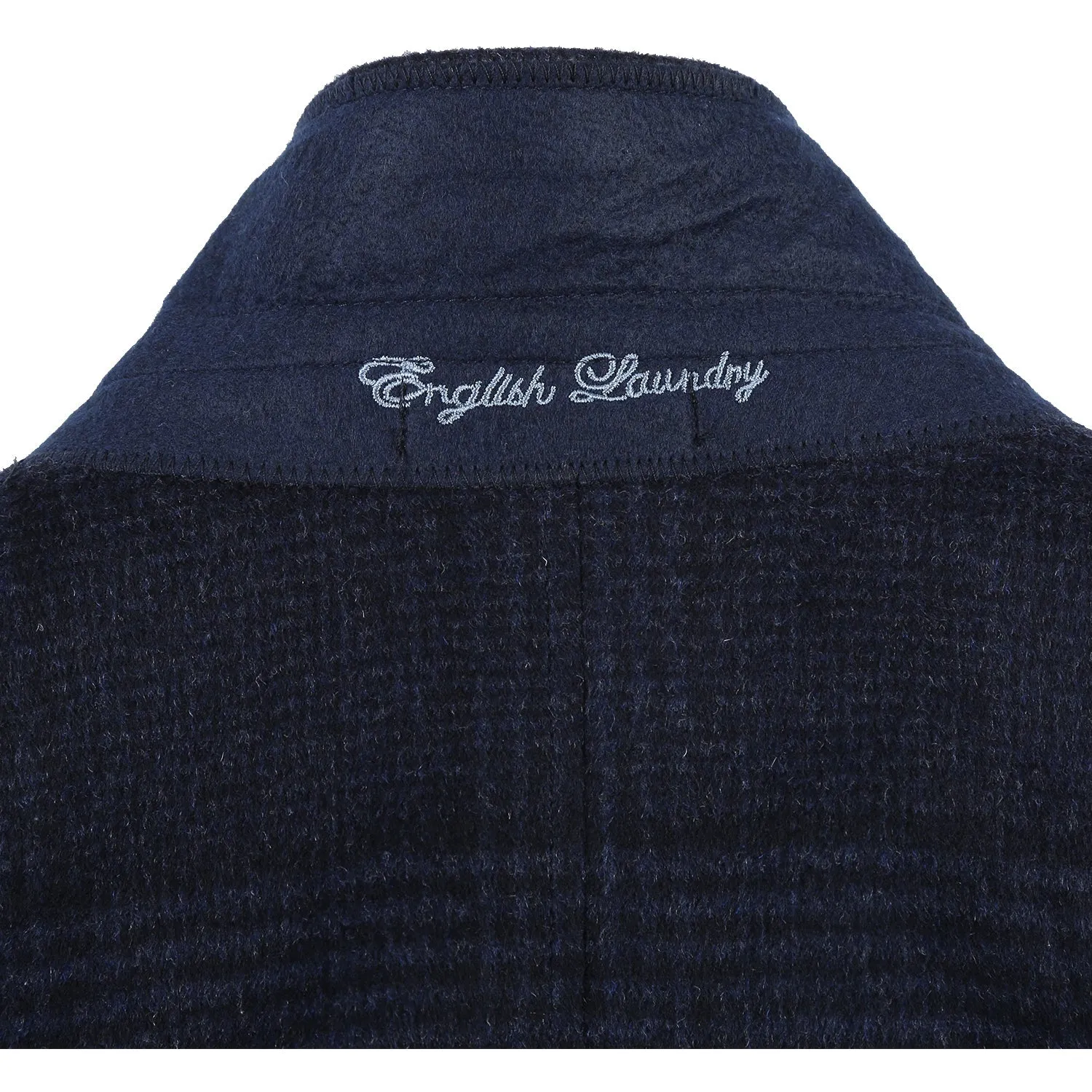 Wool Blend SLIM FIT Overcoat with Removable Quilted Liner in Navy Check by English Laundry