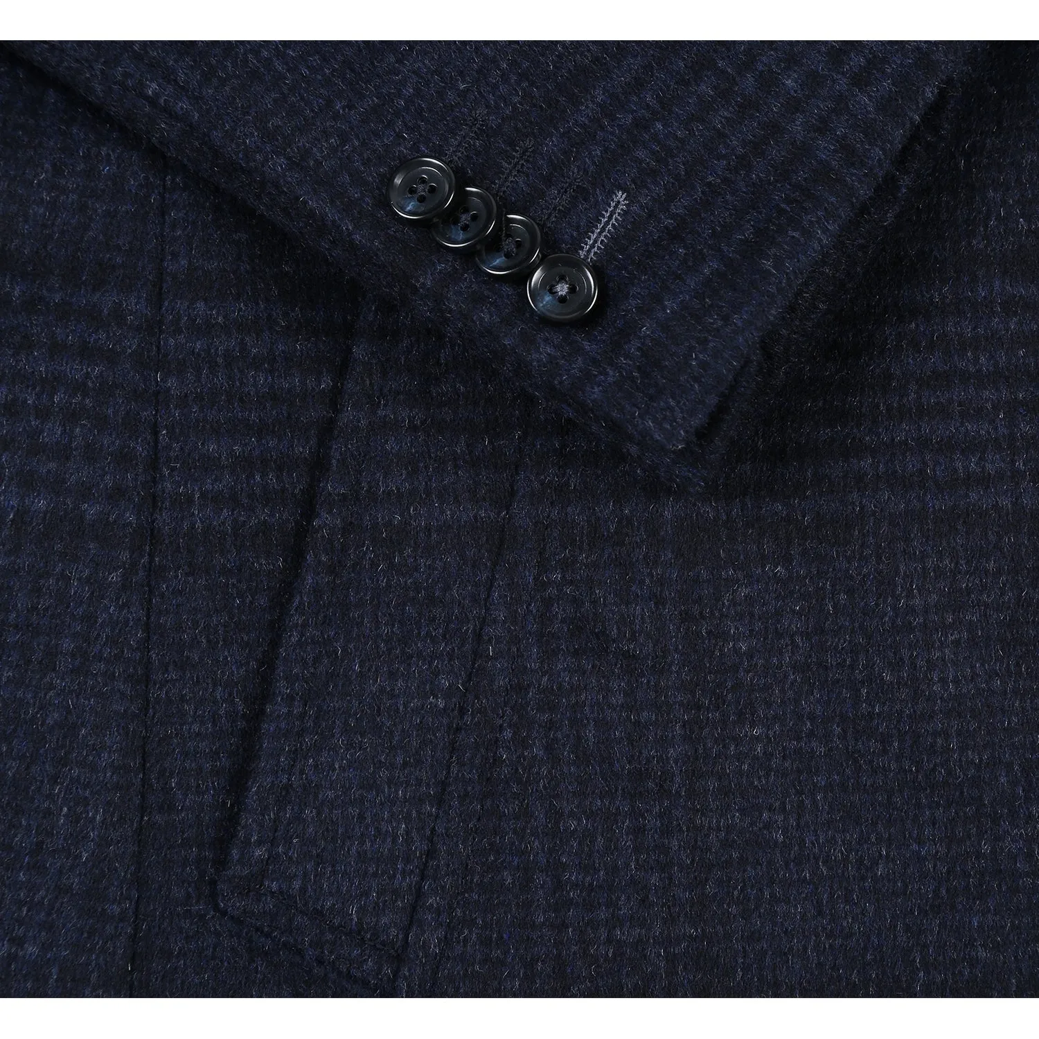 Wool Blend SLIM FIT Overcoat with Removable Quilted Liner in Navy Check by English Laundry