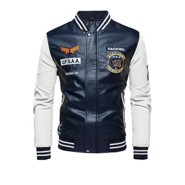 Xituodai New Men Leather Jacket 2020 Brand Embroidery Baseball PU Jackets Male Casual Luxury Winter Warm Fleece Pilot Bomber Jac