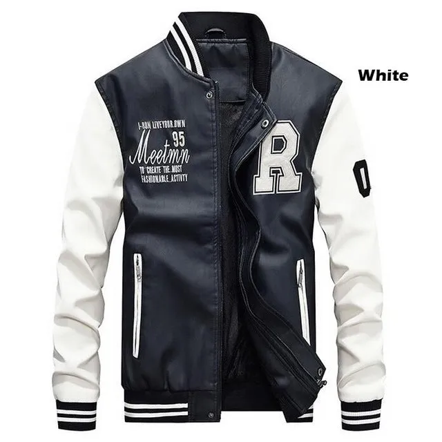 Xituodai New Men Leather Jacket 2020 Brand Embroidery Baseball PU Jackets Male Casual Luxury Winter Warm Fleece Pilot Bomber Jac