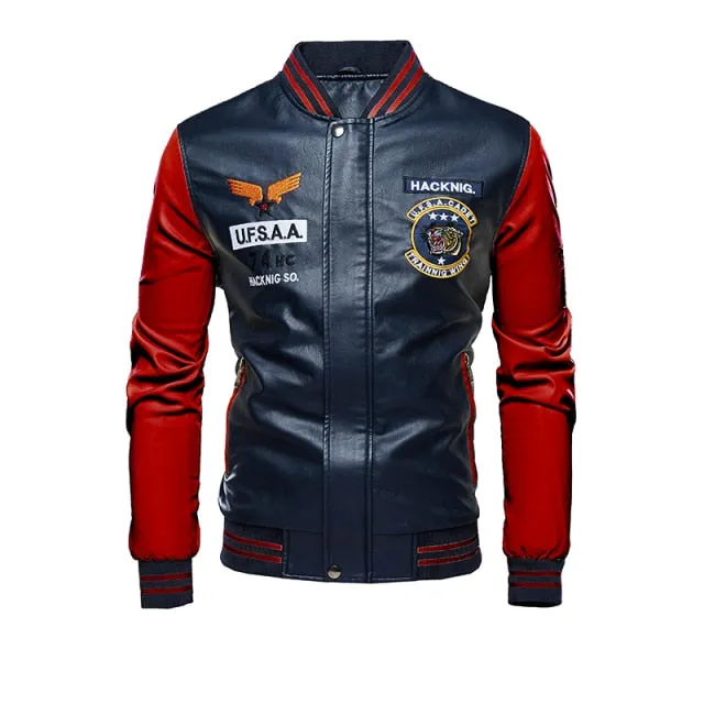 Xituodai New Men Leather Jacket 2020 Brand Embroidery Baseball PU Jackets Male Casual Luxury Winter Warm Fleece Pilot Bomber Jac