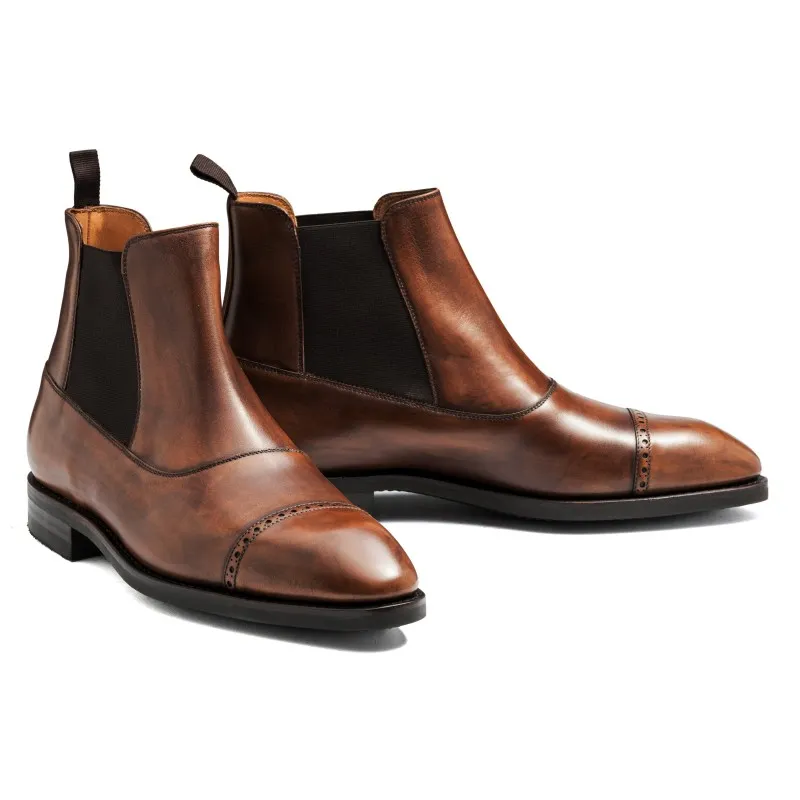 Yanko brogued balmoral chelsea boot brown