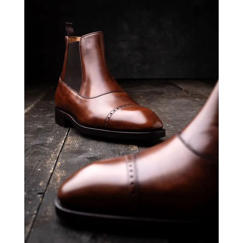 Yanko brogued balmoral chelsea boot brown