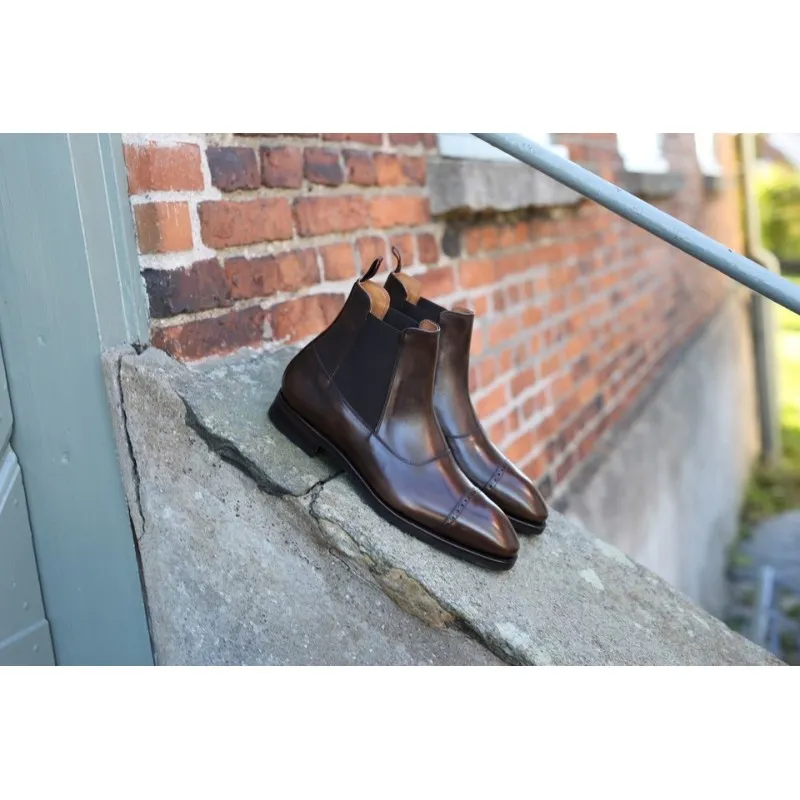 Yanko brogued balmoral chelsea boot brown