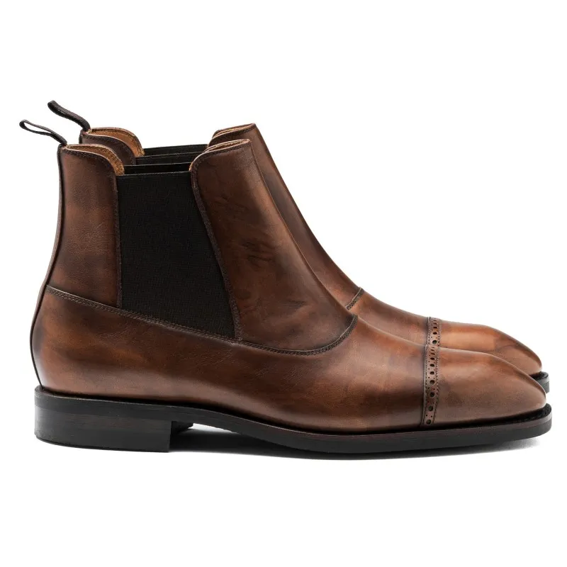 Yanko brogued balmoral chelsea boot brown