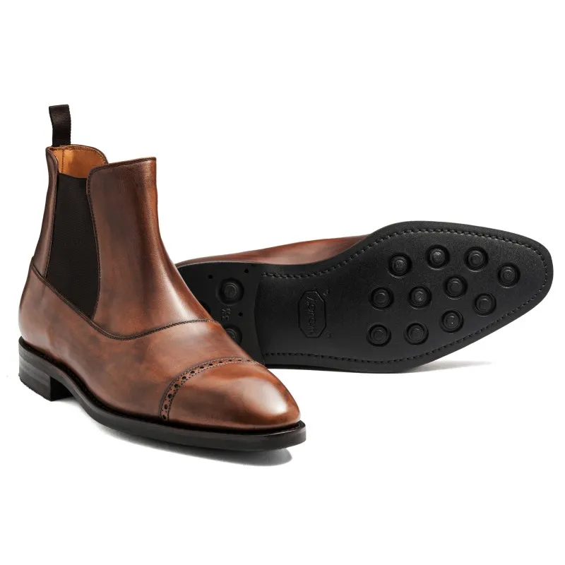 Yanko brogued balmoral chelsea boot brown