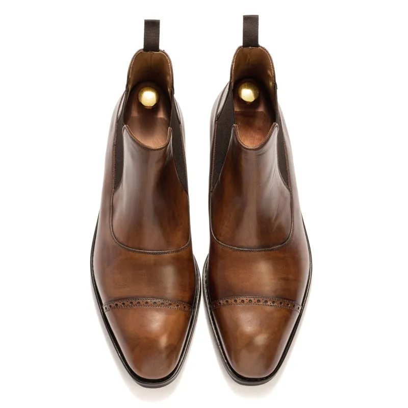 Yanko brogued balmoral chelsea boot brown