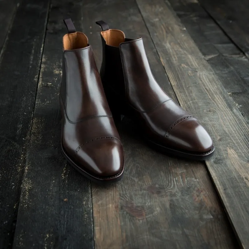 Yanko brogued balmoral chelsea boot brown