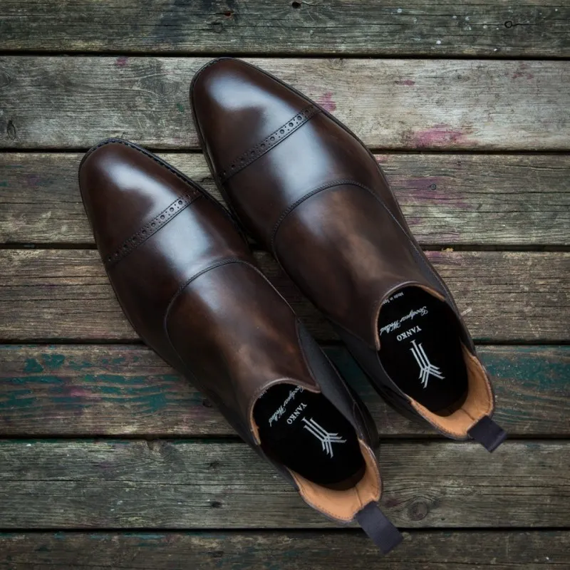 Yanko brogued balmoral chelsea boot brown